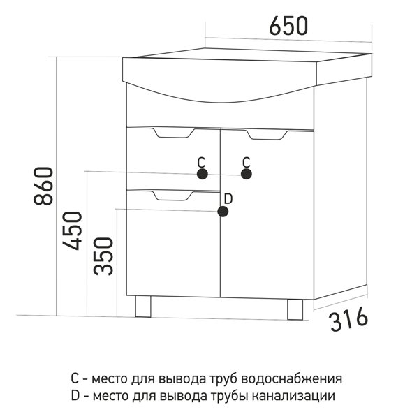 Мебель для ванной Mixline Прометей 65, цвет белый - фото 1