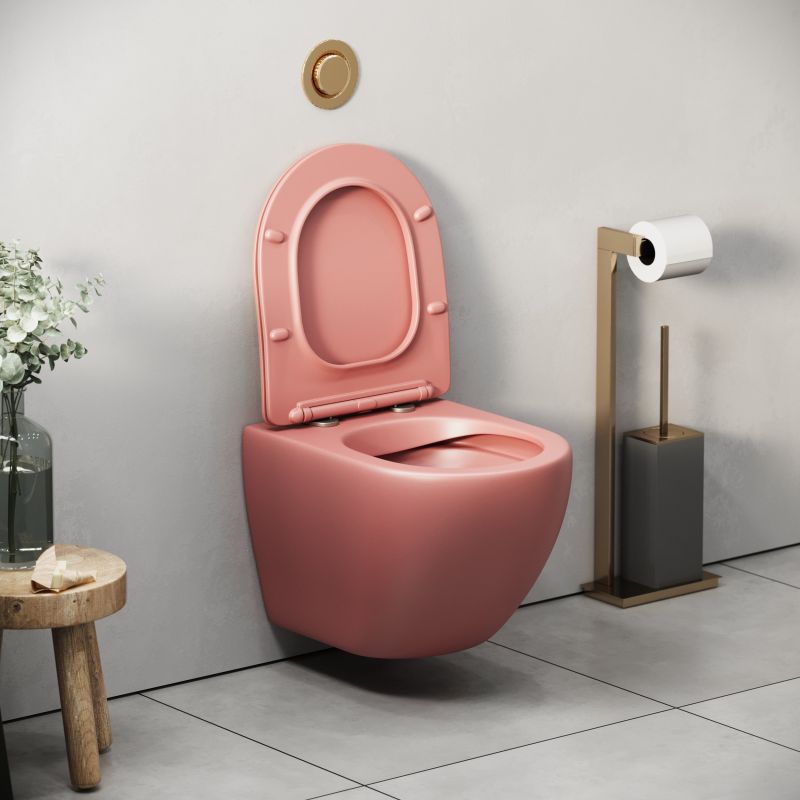Унитаз Grossman Color GR-4455 PIMS подвесной, безободковый, с сиденьем микролифт, цвет розовый матовый - фото 1