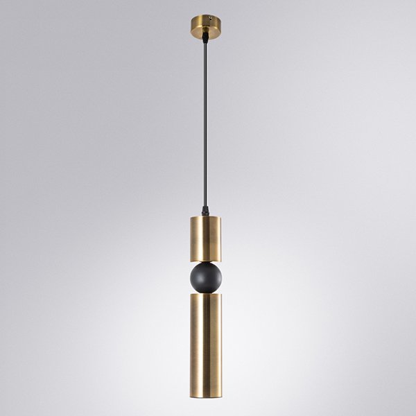Подвесной светильник Arte Lamp Ran A3162SP-1PB, арматура медь, плафон металл / пластик черный / медь, 6х6 см