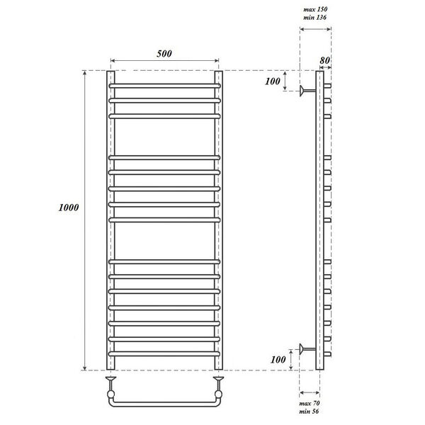 Полотенцесушитель Point П15 50x100 электрический, цвет хром - фото 1