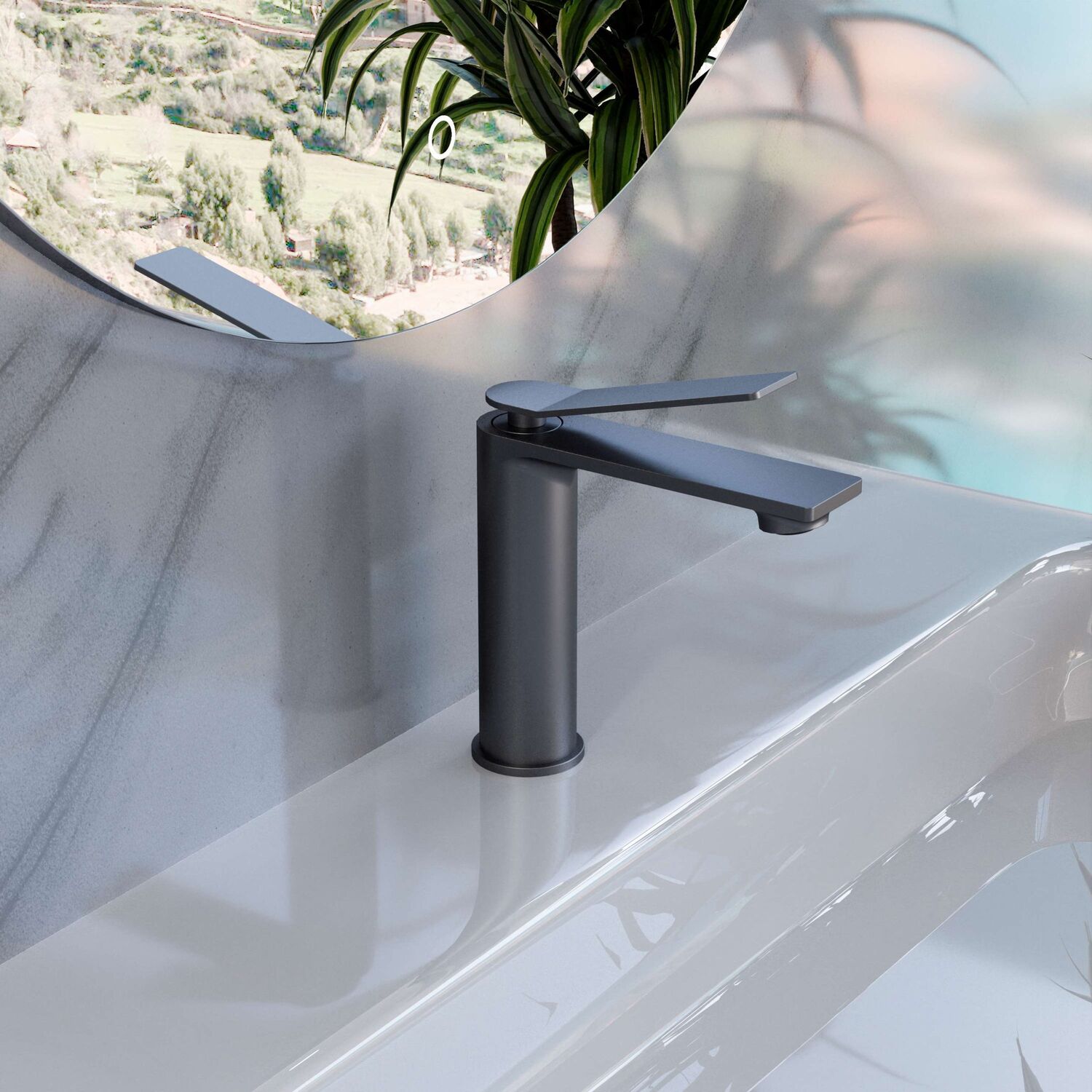 Смеситель Vincea Verse VBF-2VE1GM для раковины, цвет вороненая сталь - фото 1