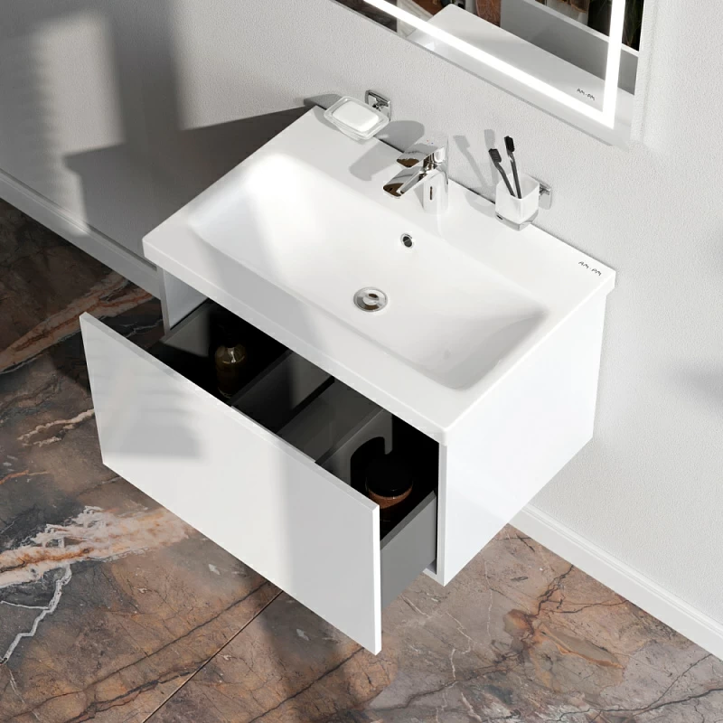 Тумба под раковину AM.PM Gem 60 подвесная, 1 ящик, цвет белый глянец - фото 1