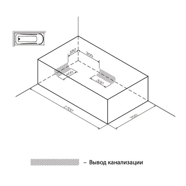 Акриловая ванна AM.PM Sense 170x70, цвет белый