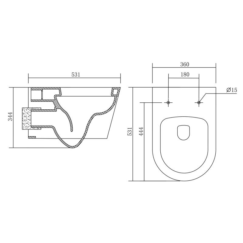 Унитаз Акватек Оберон AQ1363W-00 подвесной, безободковый, с сиденьем микролифт, цвет белый - фото 1