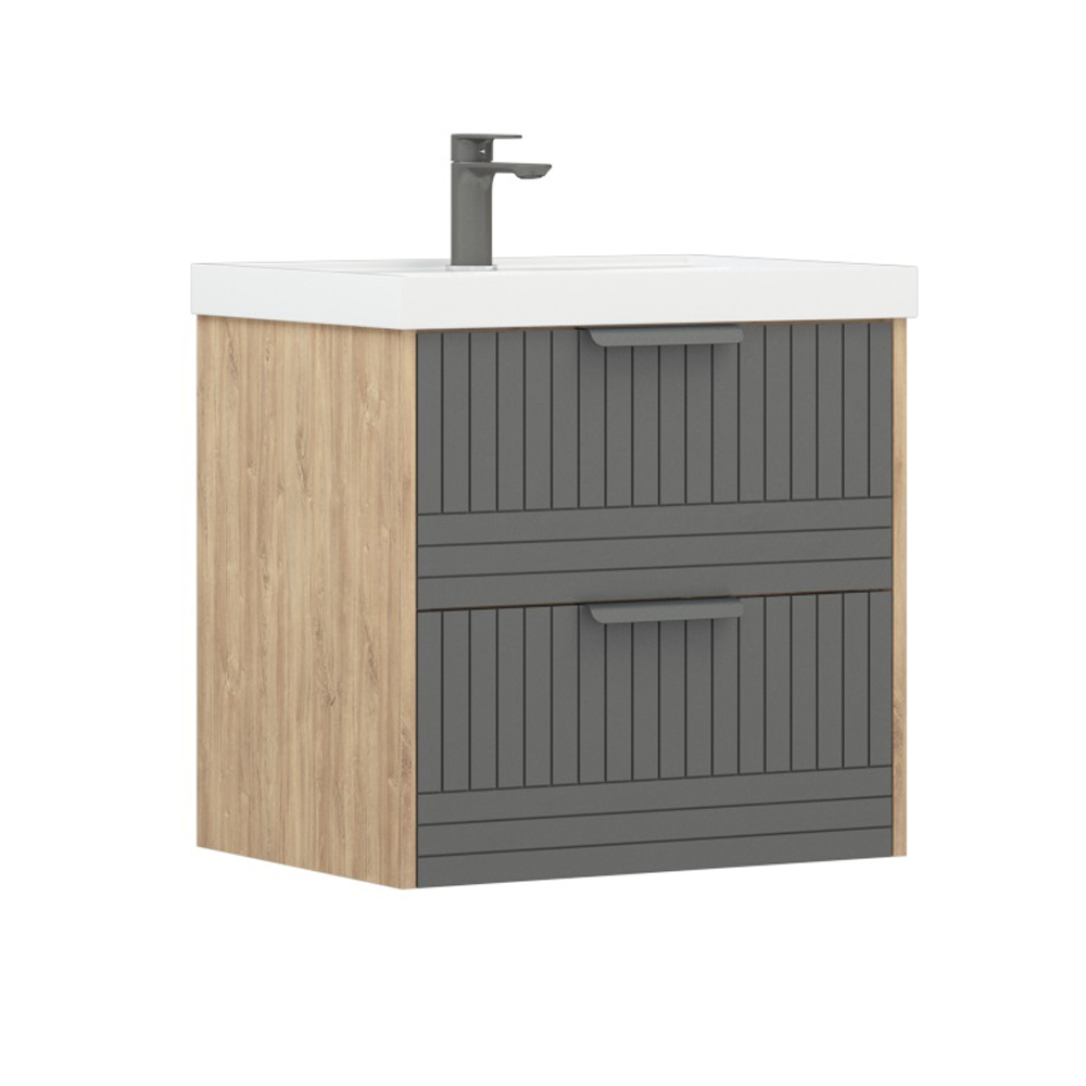 Мебель для ванной Corozo Инди 60, подвесная/напольная, цвет дуб канзас/графит - фото 1