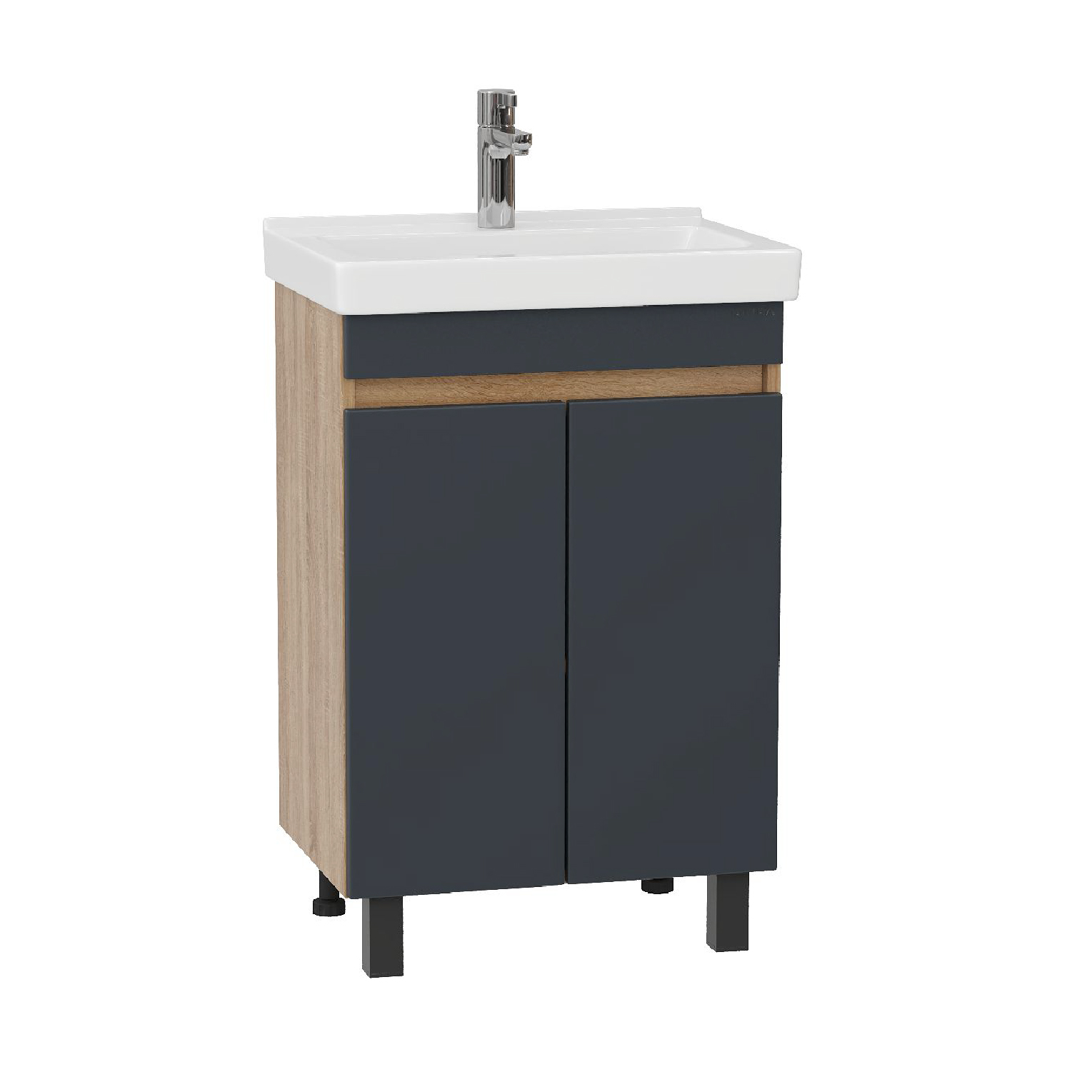 Мебель для ванной Оника Милтон Квадро 55, напольная, цвет серый / дуб сонома
