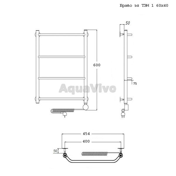 Полотенцесушитель Тругор Браво эл ТЭН 1 60х40 электрический - фото 1