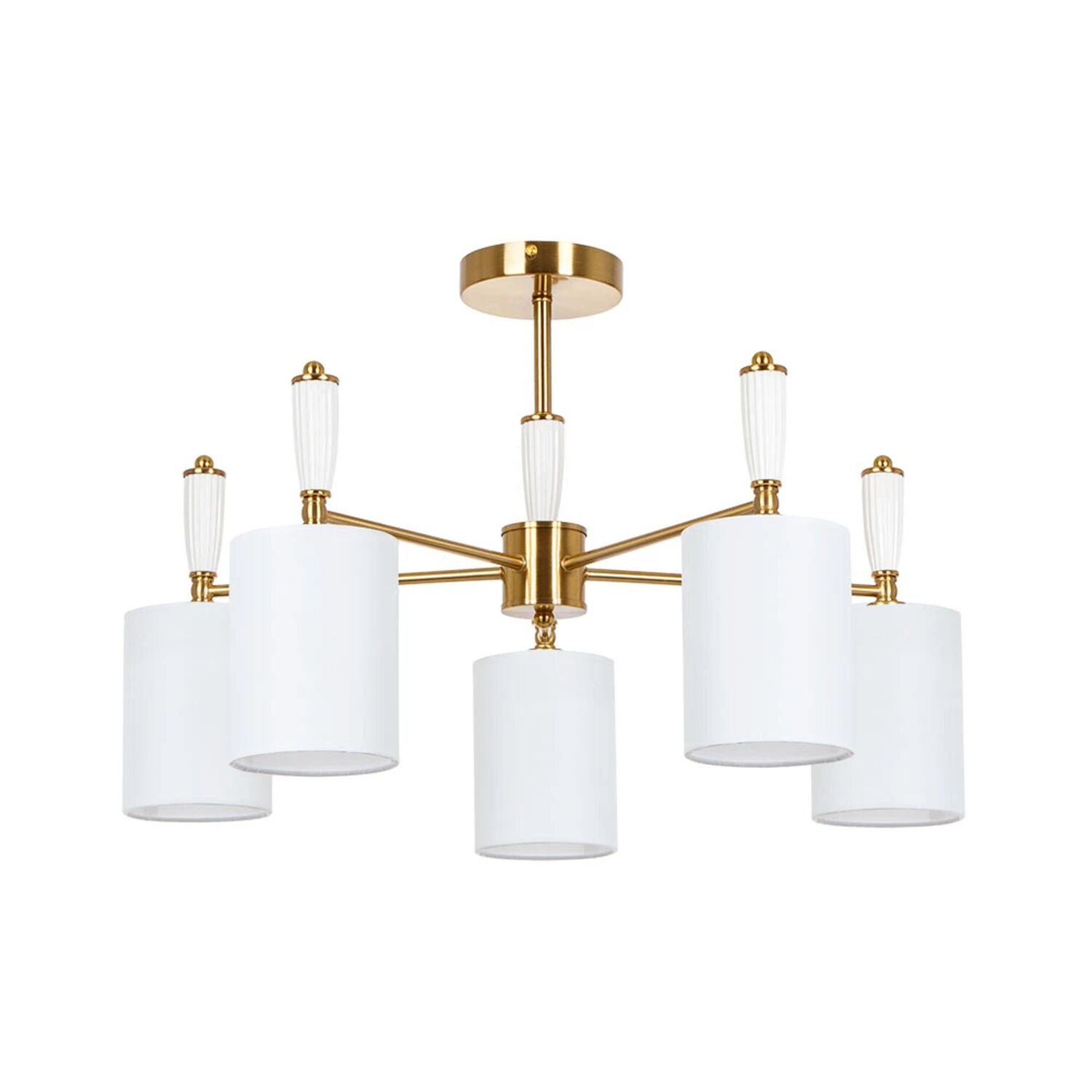 Подвесная люстра Arte Lamp Waverley A4102PL-5PB, арматура полированная медь, плафон ткань белая