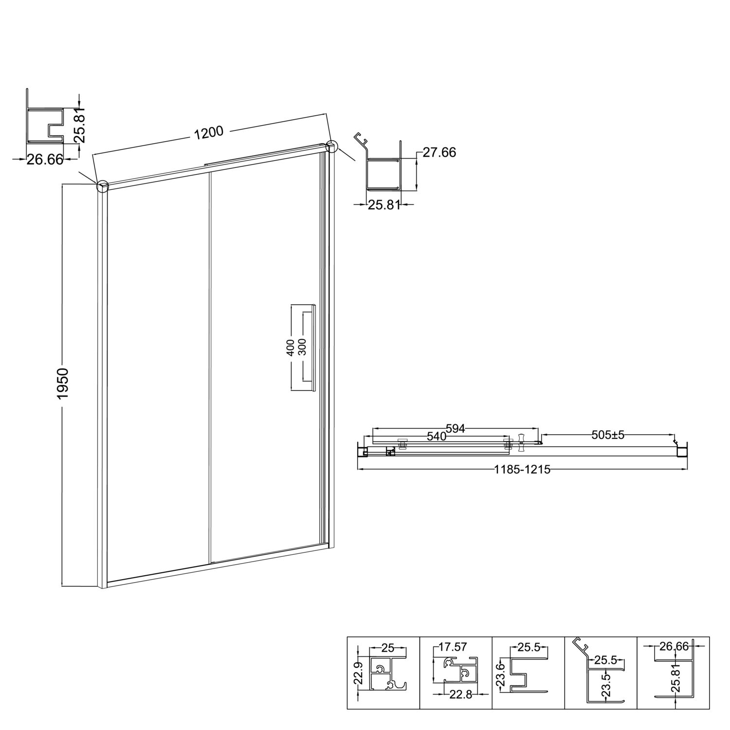 Душевая дверь Niagara Nova NG-84-L12FHB 120x195, левая, стекло рифленое, профиль черный матовый - фото 1