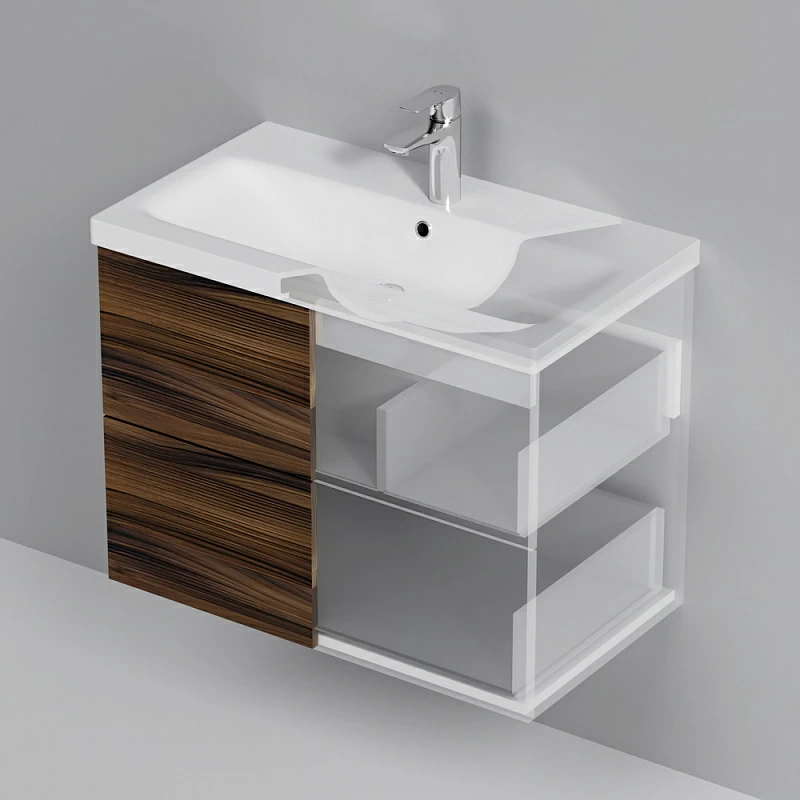 Тумба под раковину AM.PM Gem 75 подвесная, 2 ящика, цвет орех - фото 1