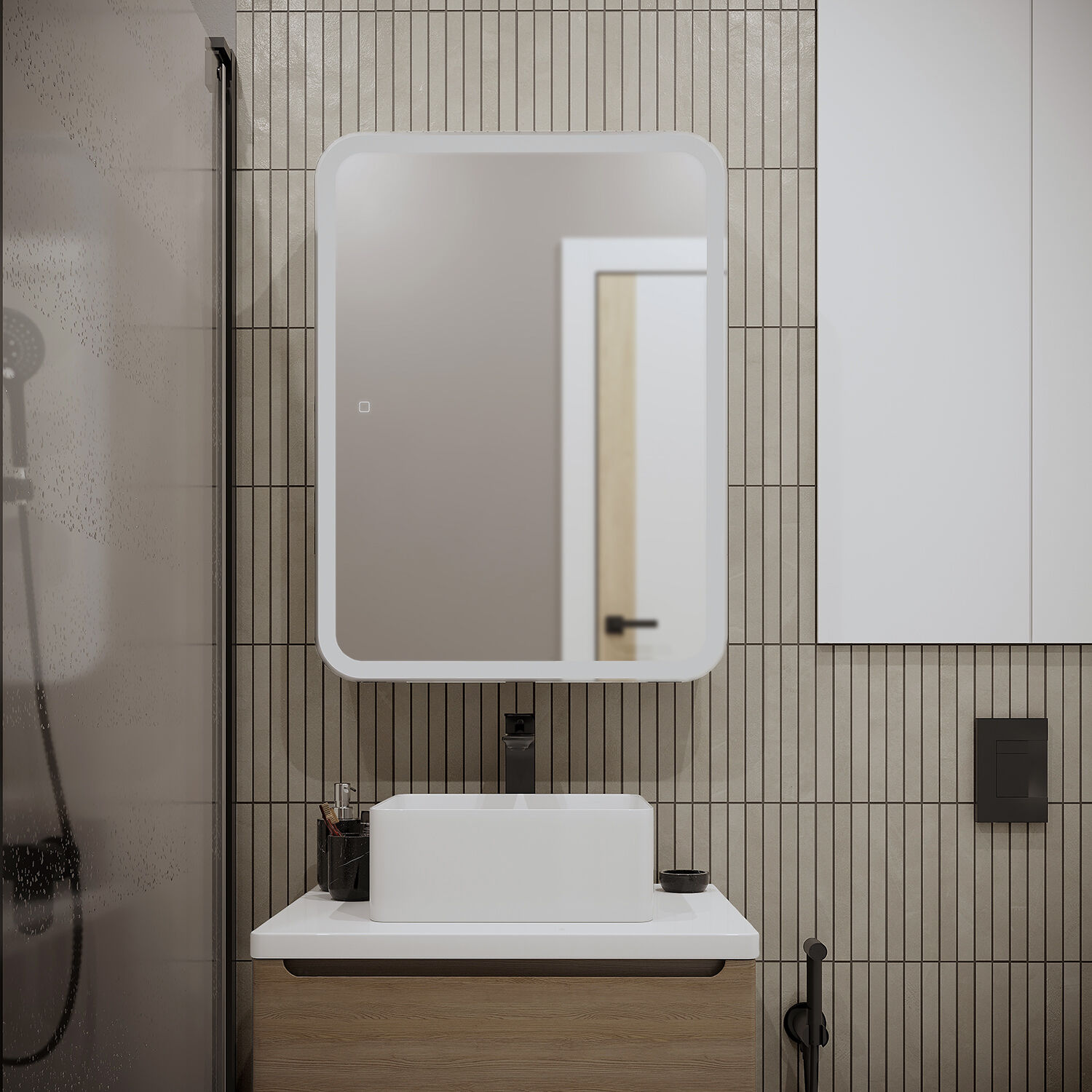 Шкаф-зеркало Mixline Фиджи Flip 60x80, с подсветкой, цвет белый - фото 1