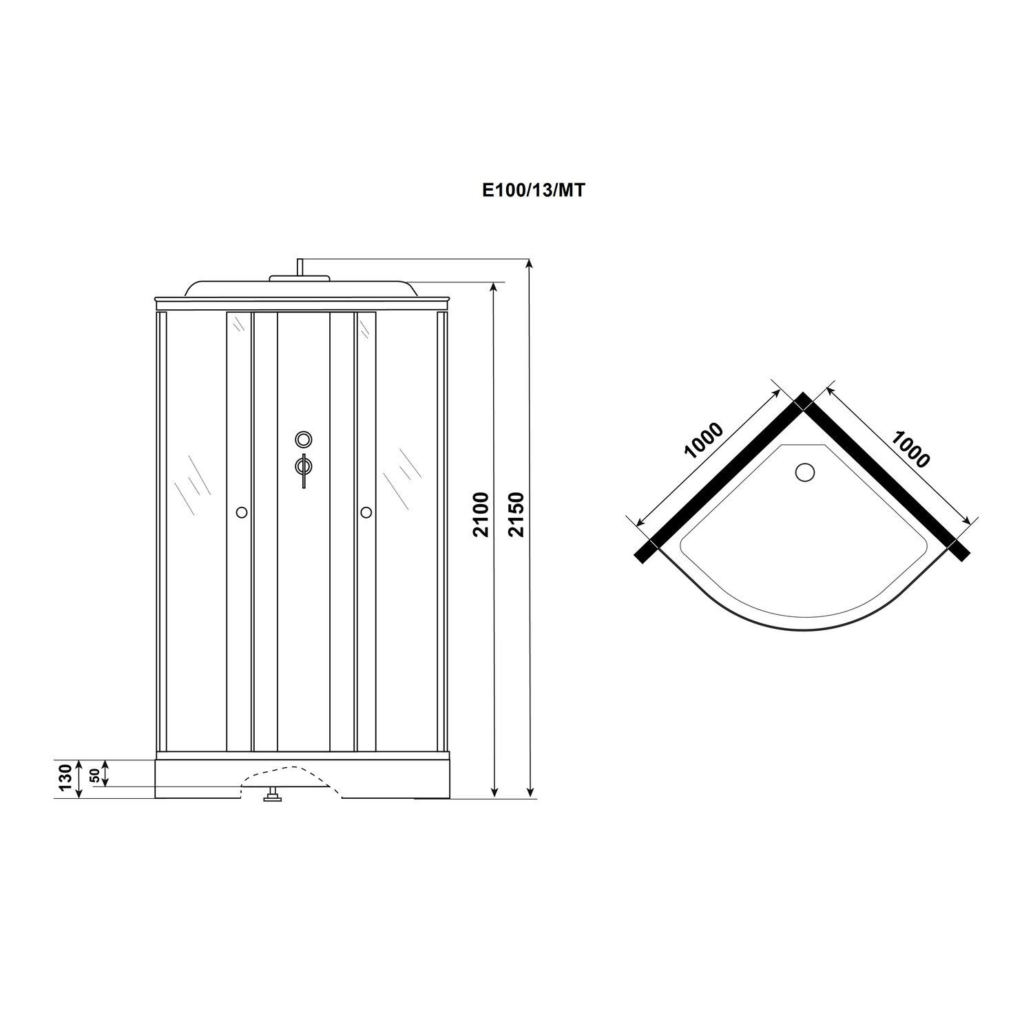 Душевая кабина Niagara Eco E100/13/MT 100х100, стекло матовое, профиль хром матовый, с крышей - фото 1