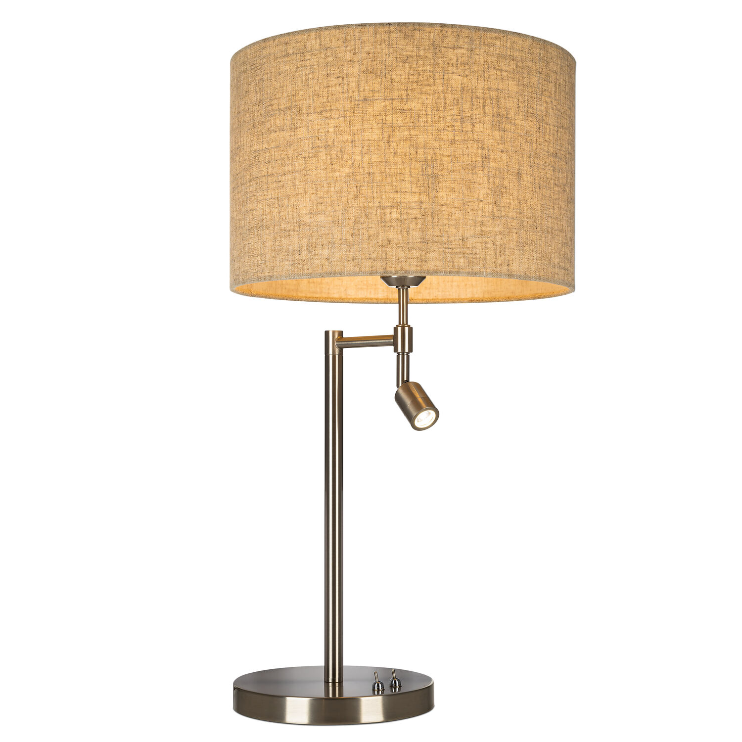 Настольный светильник Citilux Duplet CL801011, арматура хром, плафоны текстиль бежевый - фото 1