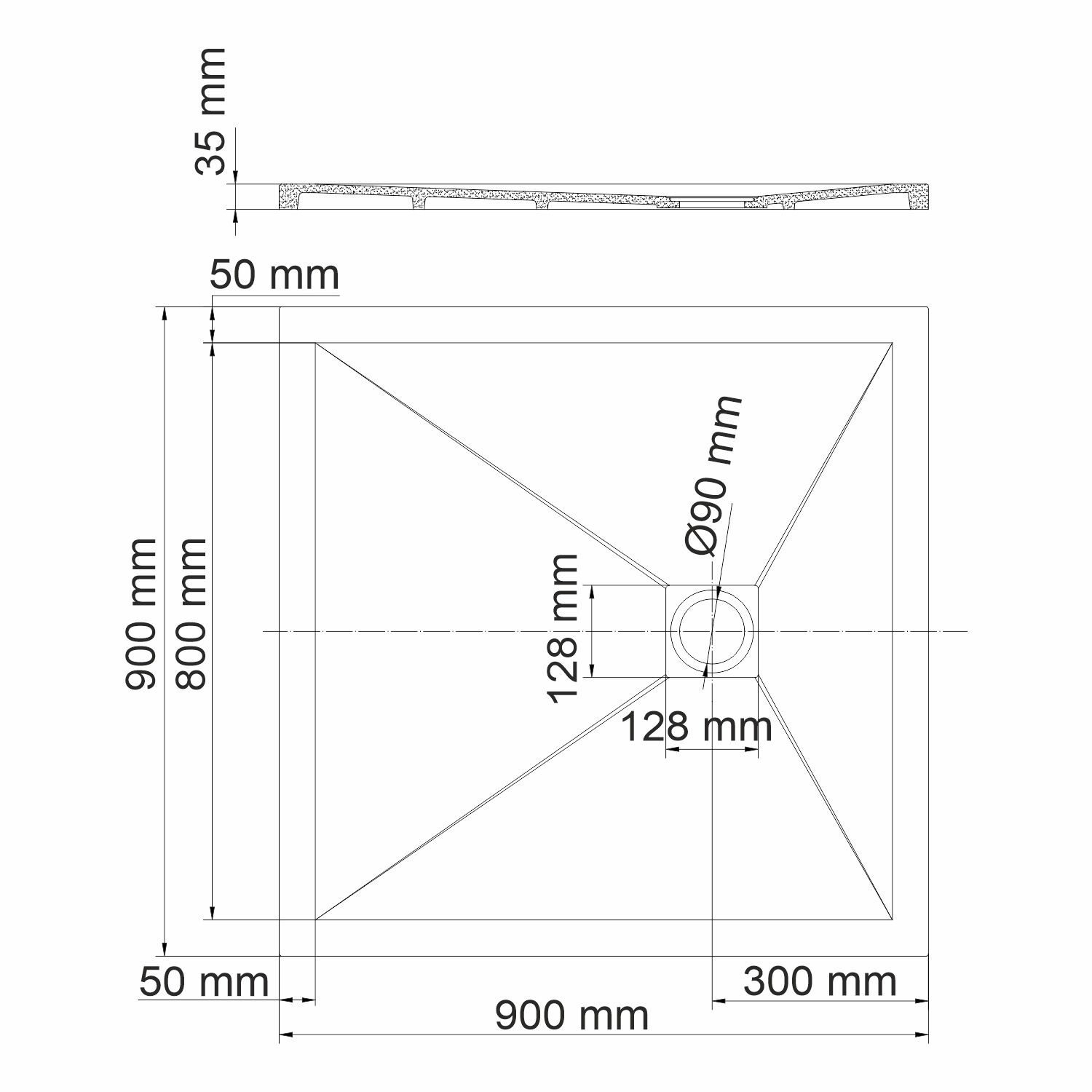 Поддон для душа WasserKRAFT Aller 10T03 90x90, искусственный камень, цвет слоновая кость матовая - фото 1