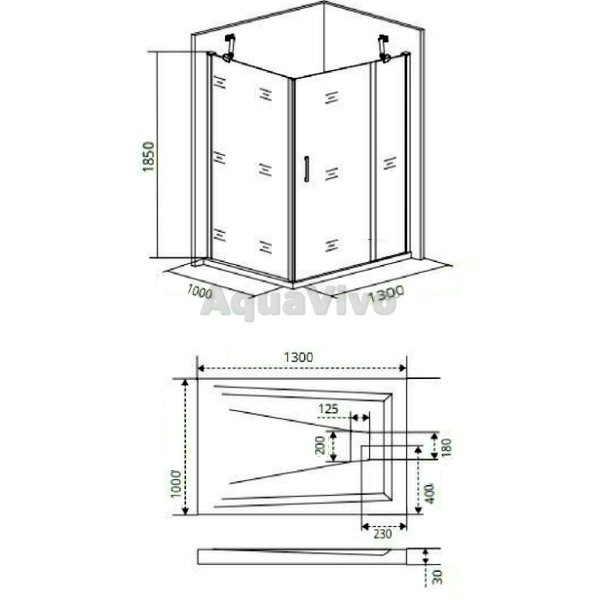 Душевой уголок Good Door Mokka WTW+SP-C-WE 130x100, стекло прозрачное, профиль белый - фото 1