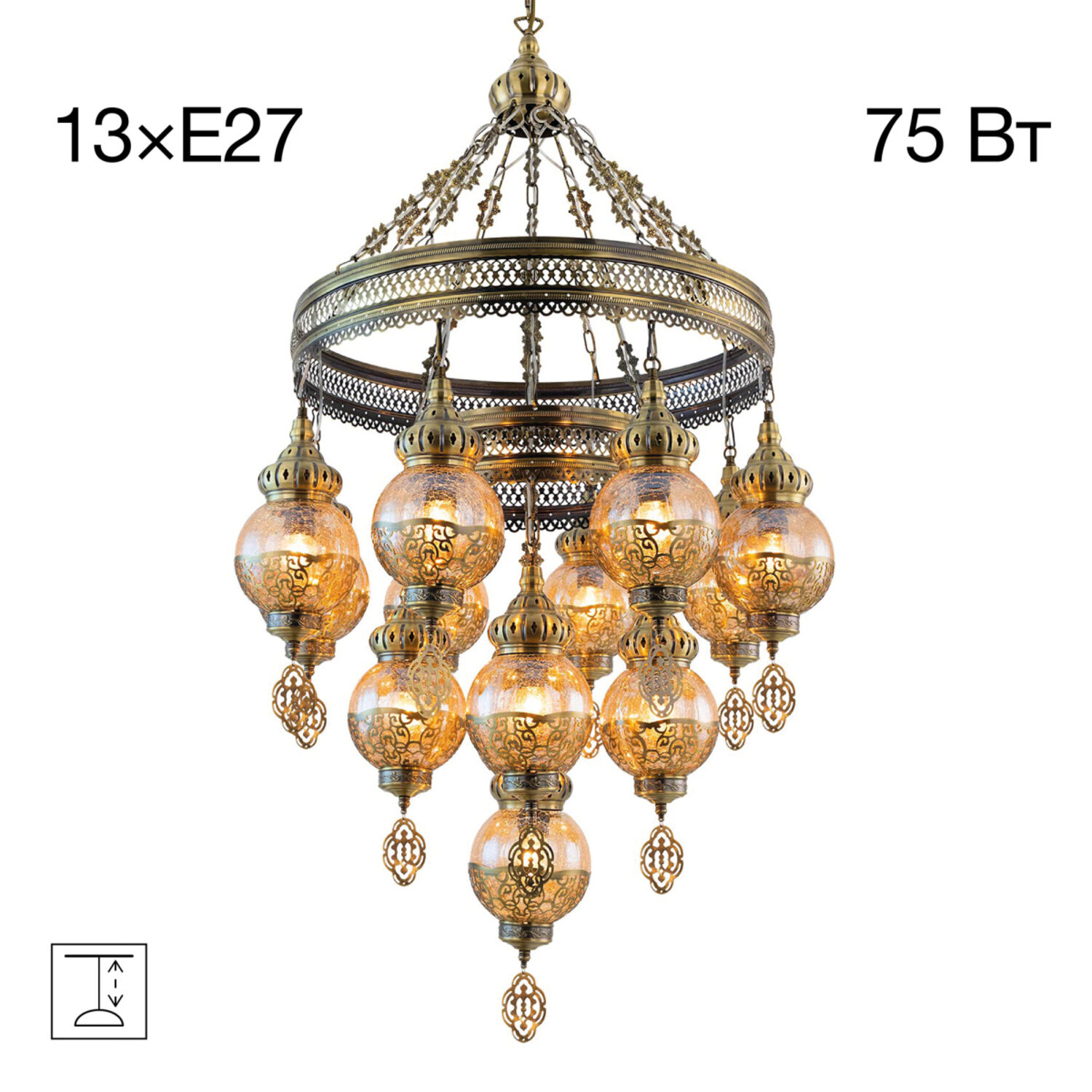 Подвесная люстра Citilux Каир CL419193, арматура бронза, плафоны стекло шампань / бронза