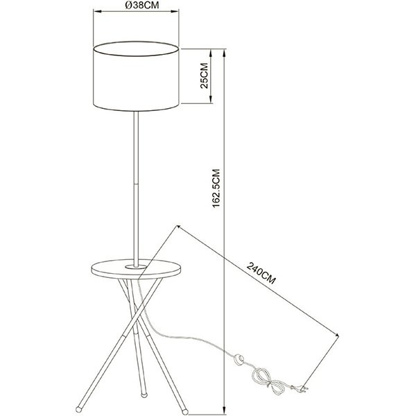 Торшер Arte Lamp Combo A2070PN-1BK, арматура черная / бежевая, плафон ткань белая, 38х38 см