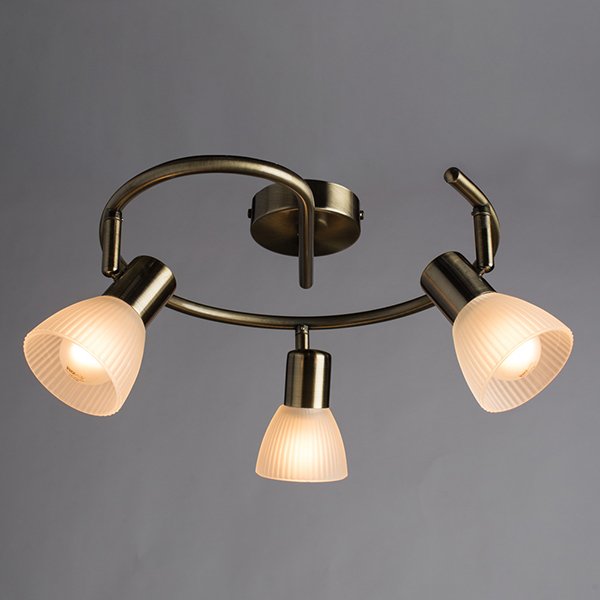 Спот Arte Lamp Parry A5062PL-3AB, арматура бронза, плафоны стекло белое, 42х42 см