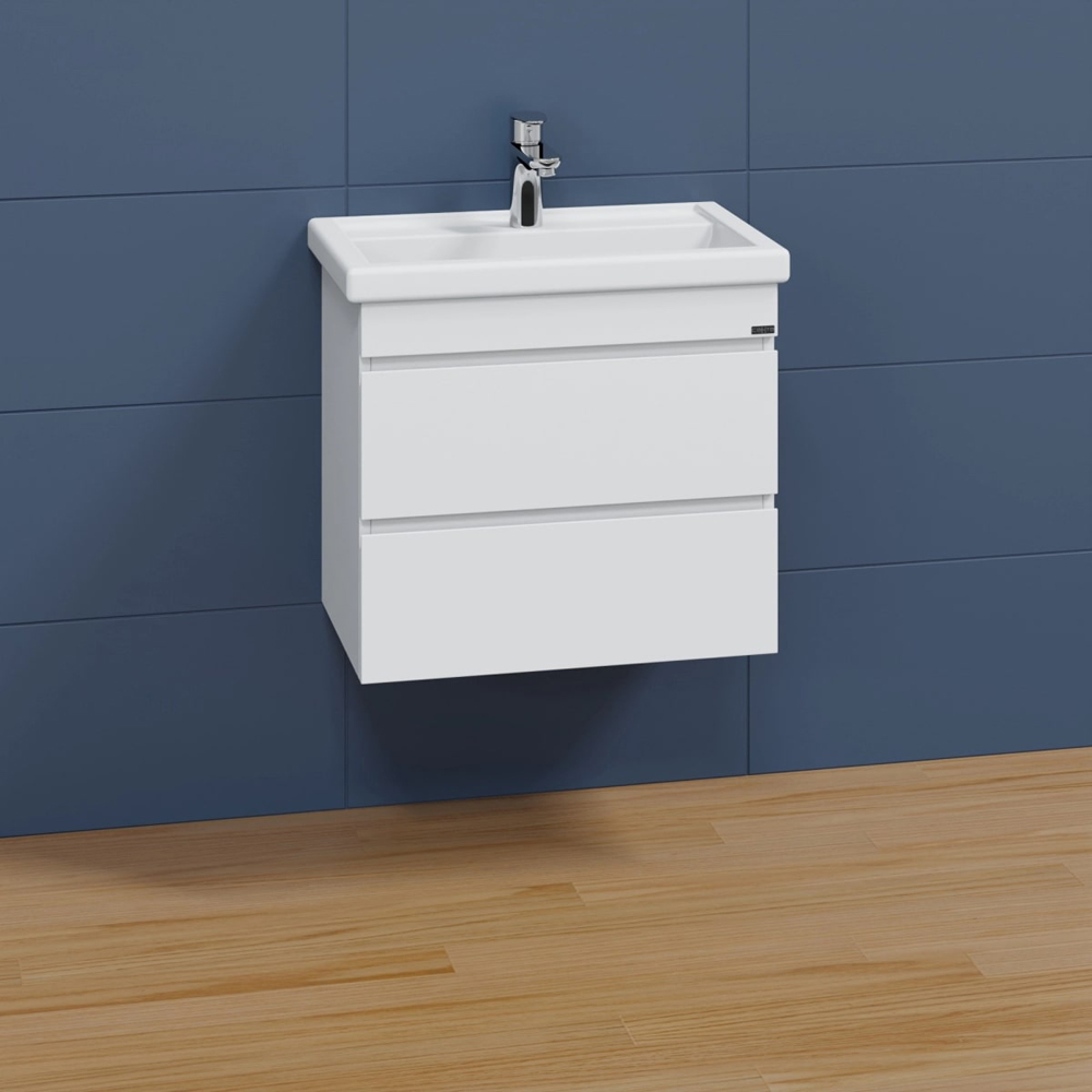 Тумба под раковину Санта Марс 60 подвесная, с 2 ящиками, цвет белый