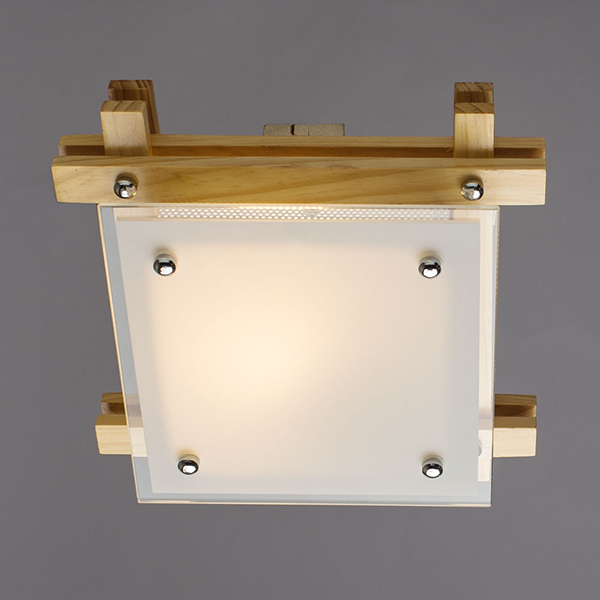 Потолочный светильник Arte Lamp Archimede A6460PL-1BR, арматура бежевая / хром, плафон стекло белое, 23х23 см