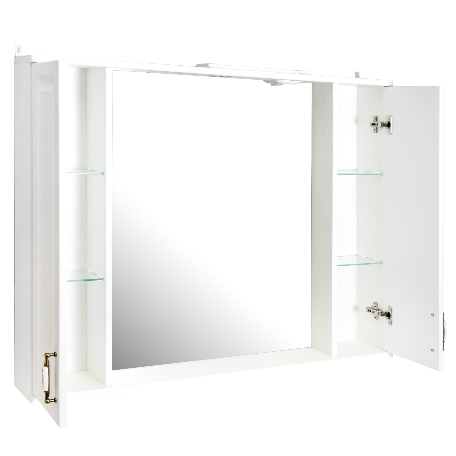 Шкаф-зеркало Stella Polar Кармела 90/С, с подсветкой, цвет белое серебро - фото 1