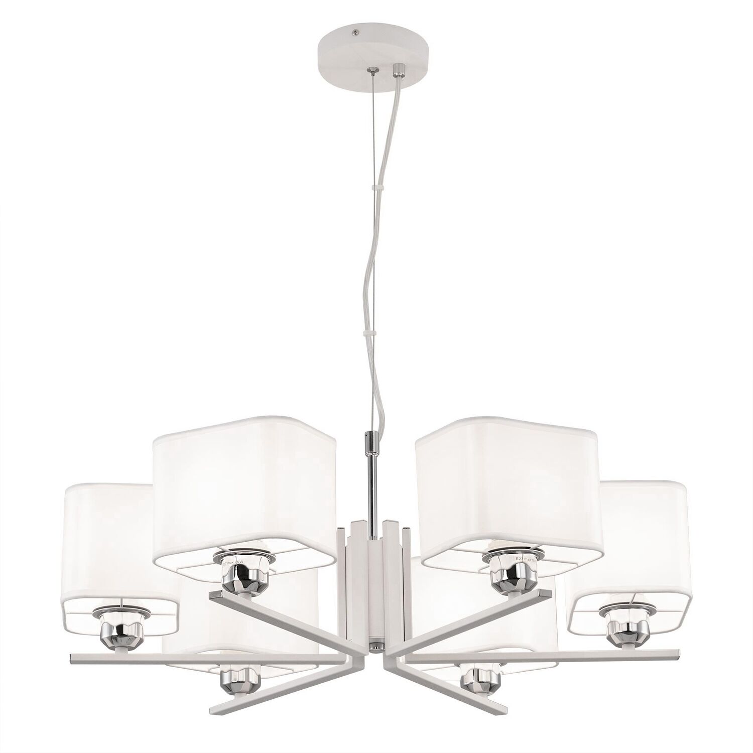 Подвесная люстра Citilux Тильда CL469265, арматура белая, плафоны текстиль белый