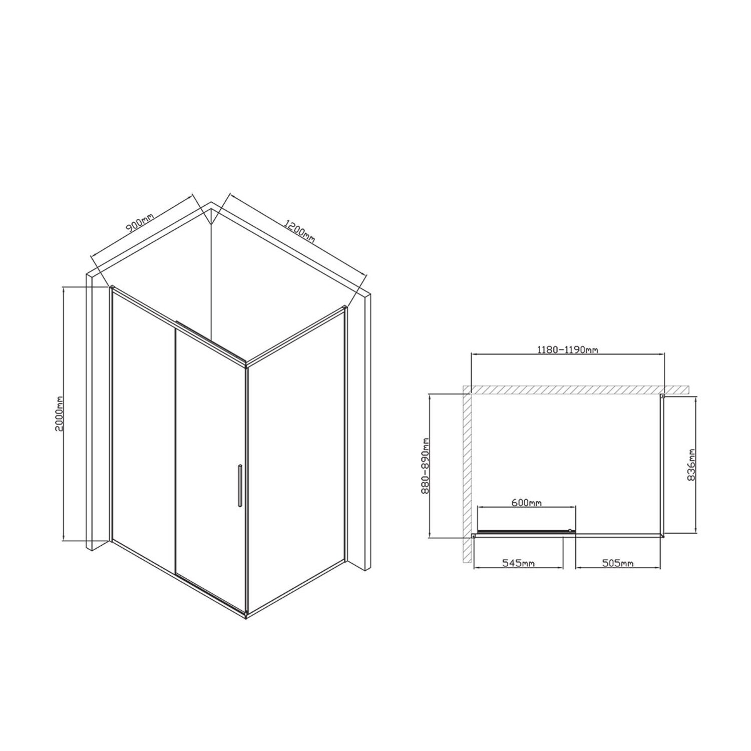 Душевой уголок Vincea Slim-U VSP-2SU 120x90, стекло прозрачное, профиль черный - фото 1