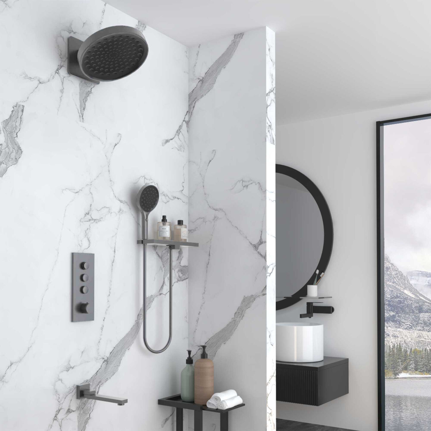 Душевой комплект Vincea VSFW-433TI3RGM, встраиваемый, цвет вороненая сталь - фото 1