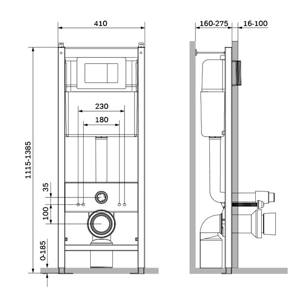 Комплект Damixa DX86.IS10151.1700 подвесного унитаза Sirius с сиденьем микролифт и инсталляции с кнопкой хром глянцевый - фото 1