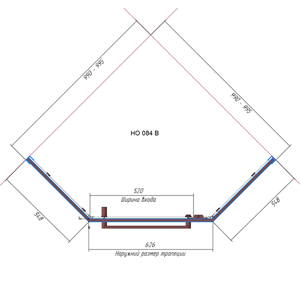 Душевой уголок RGW Hotel HO-084W 100x100, стекло прозрачное, профиль белый, с полотенцедержателем - фото 1