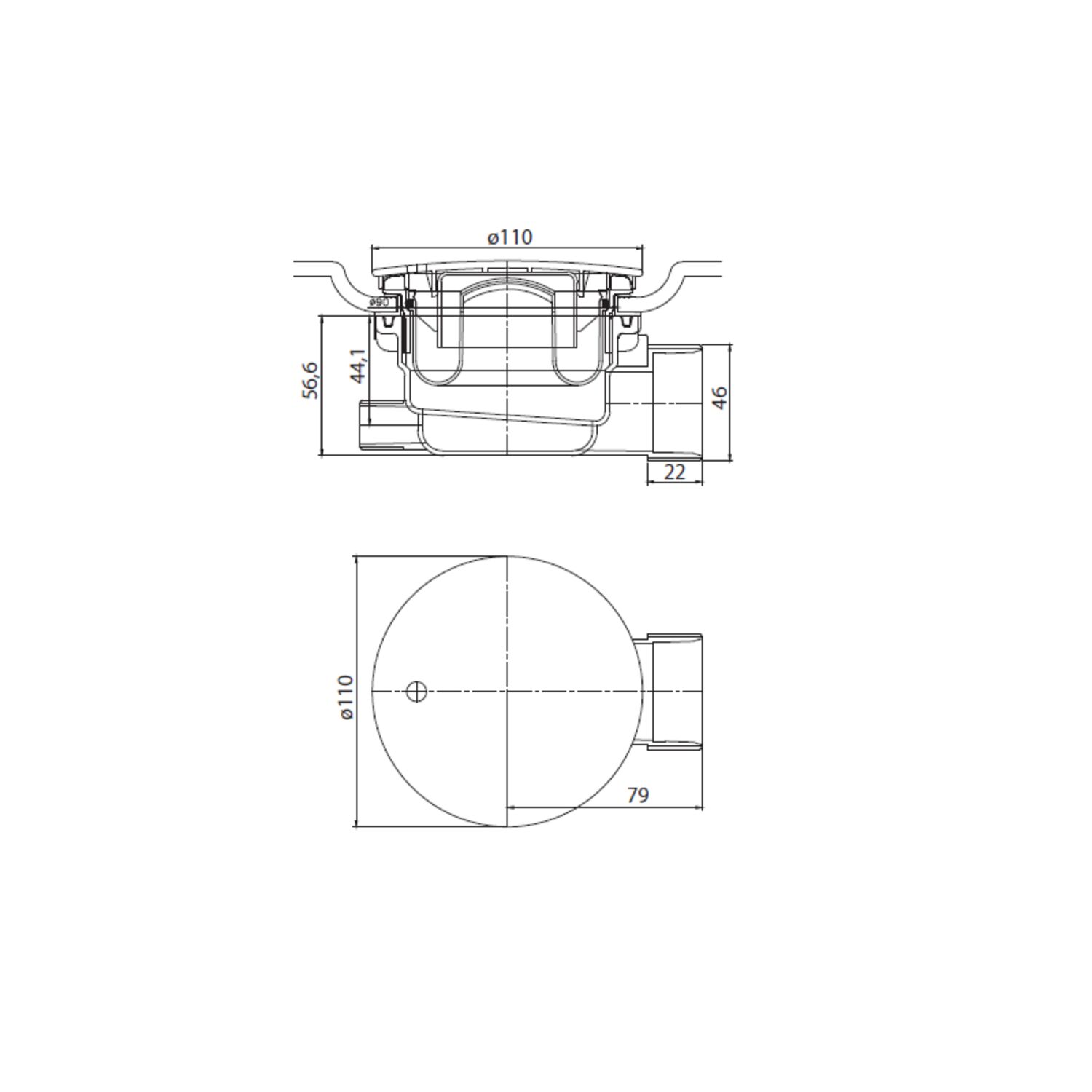 Сифон Акватек ST-0000088 для душевых поддонов, цвет хром