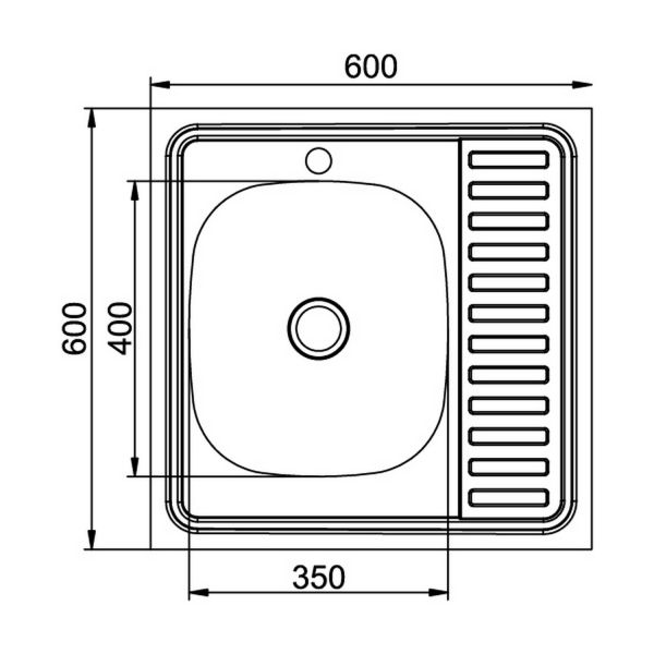 Кухонная мойка Mixline 527967 60x60, с крылом, левая, цвет хром 