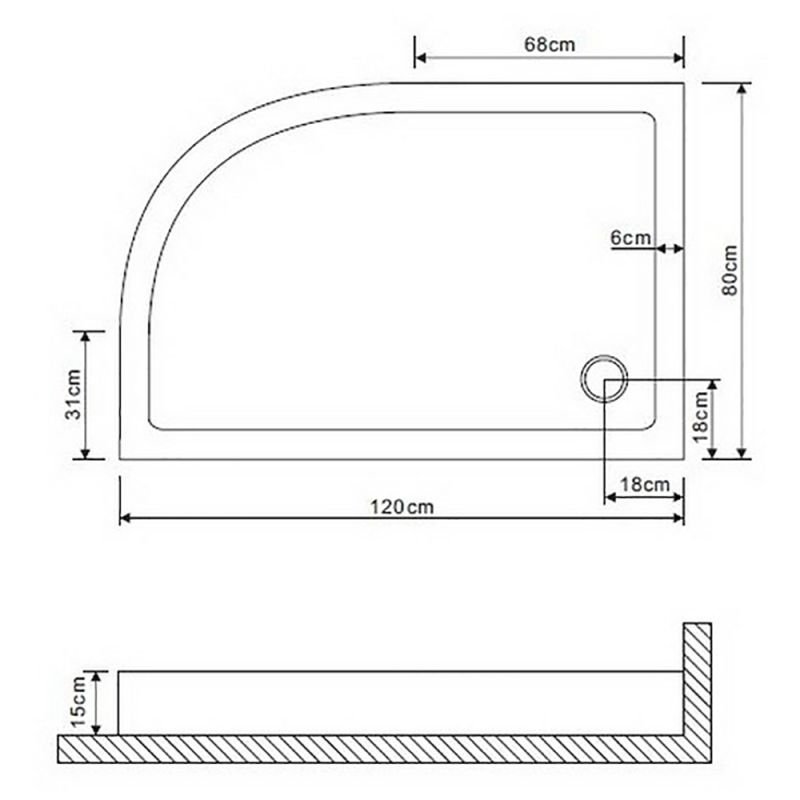 Поддон для душа Grossman GR-119212020 L 120x80, левый, акриловый, цвет белый - фото 1