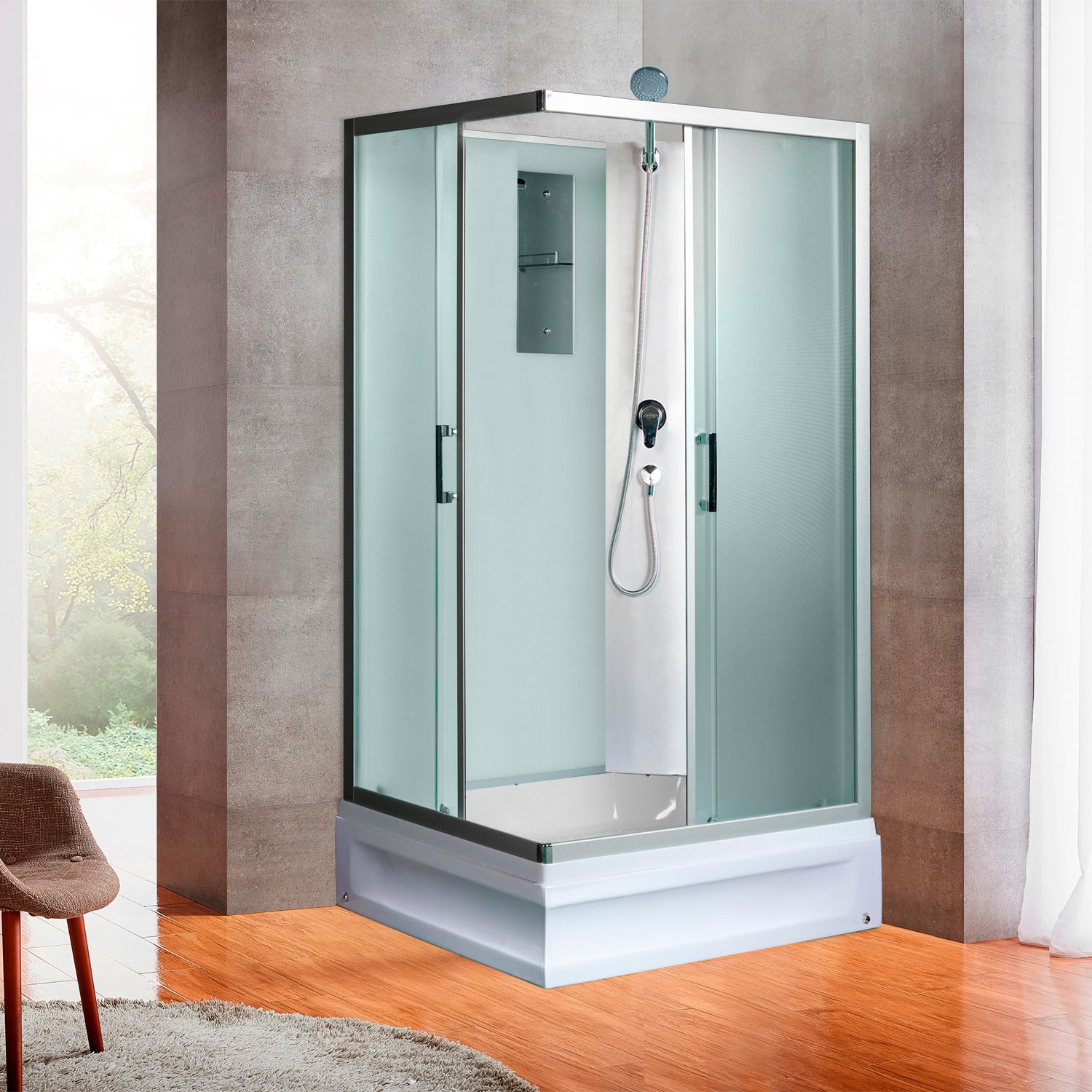 Душевая кабина River Quadro Б/К 100/80/24 МТ 100x80, стекло матовое, профиль хром матовый, без крыши