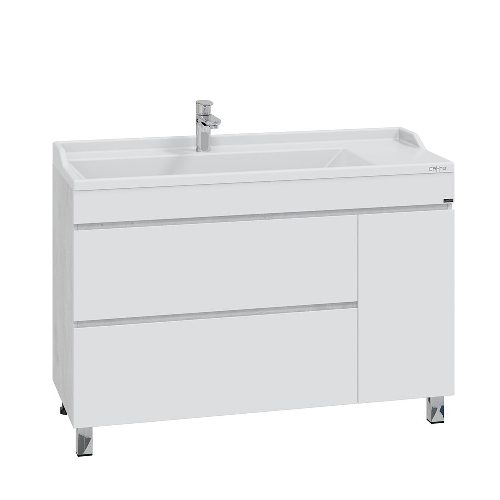 Тумба под раковину Санта Марс 120, напольная, с 2 ящиками и дверцей, цвет белый / беленое дерево - фото 1