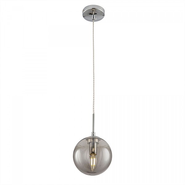 Подвесной светильник Citilux Томми CL102010, арматура хром, плафон стекло дымчатое, 15х15 см