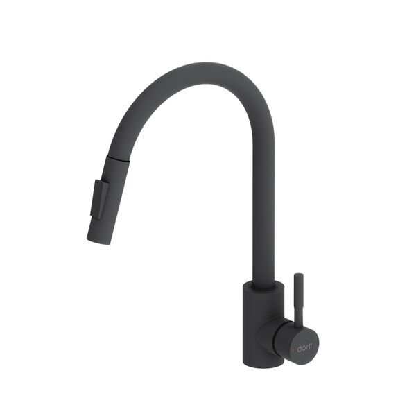 Смеситель Dorff Logic D3007522 для кухни, с выдвижным изливом, цвет черный