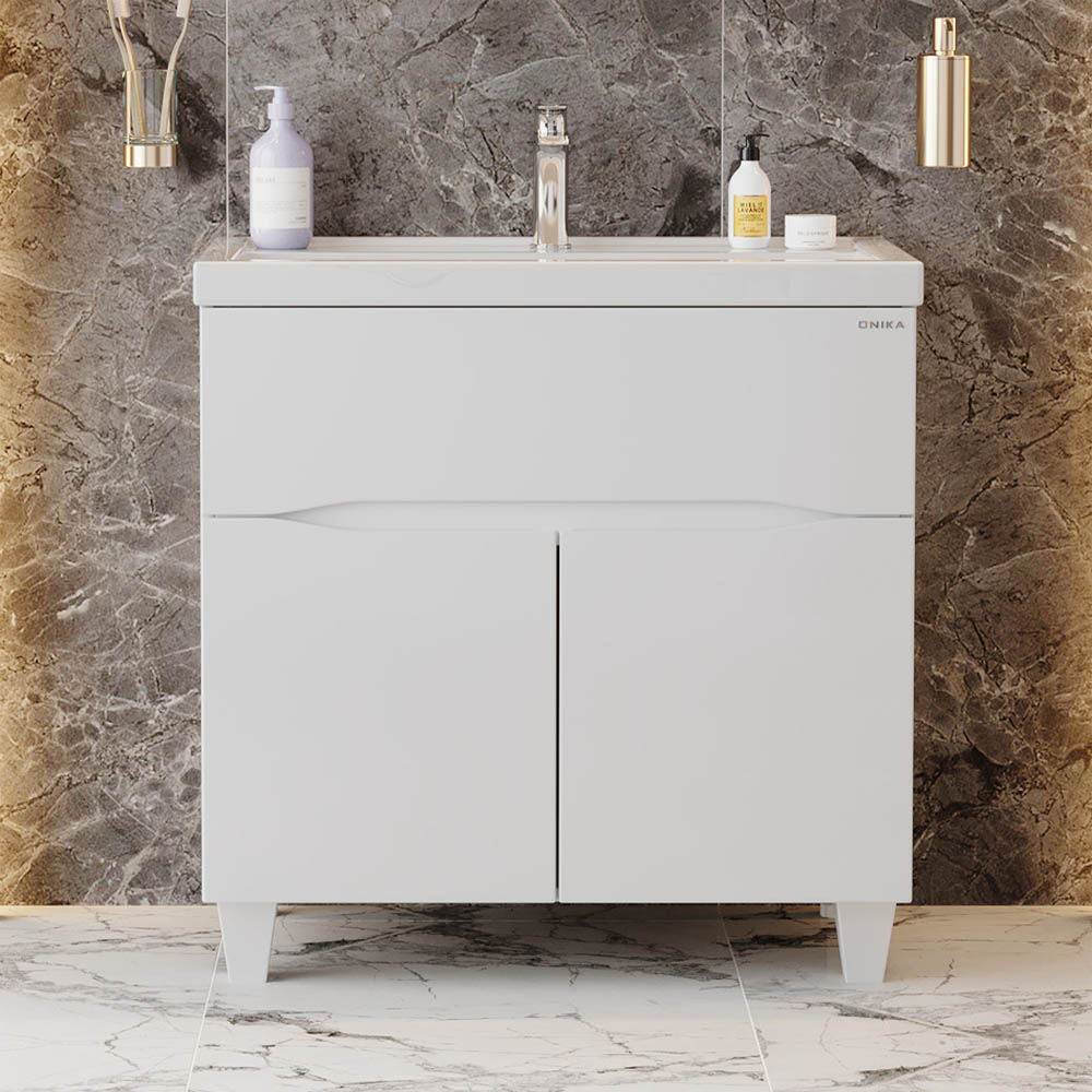 Мебель для ванной Оника Стрим 80, напольная, цвет белый - фото 1