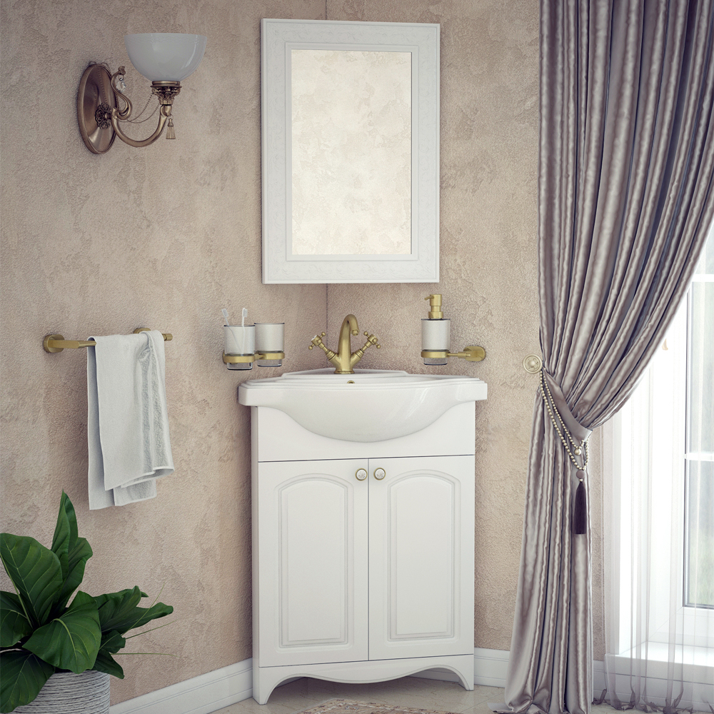 Мебель для ванной Corozo Классика 65, угловая, цвет белый