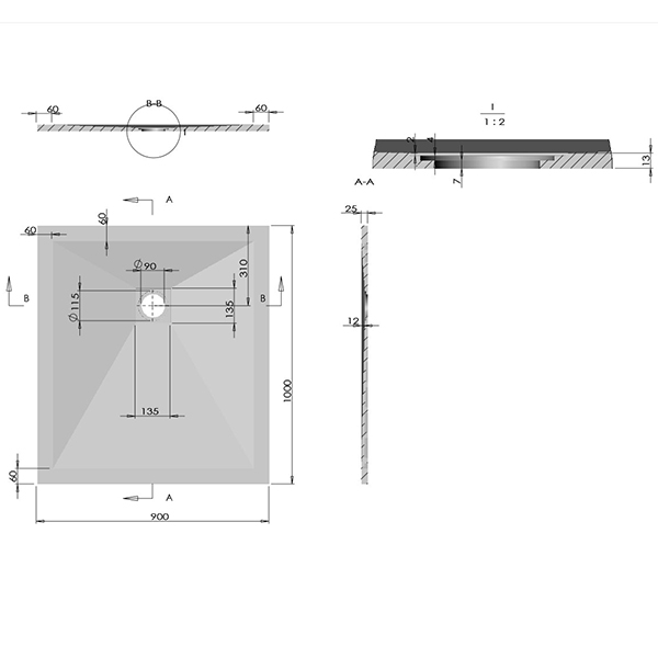 Поддон для душа Vincea VST-4SR 100x90, искусственный камень, цвет антрацит - фото 1