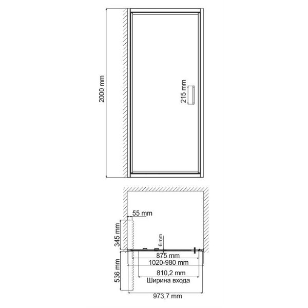 Душевая дверь WasserKRAFT Salm WasserSchutz 27I12 100x200, стекло прозрачное, профиль серебристый