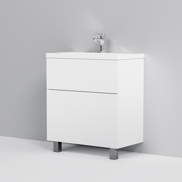 Тумба под раковину AM.PM Gem 75 напольная, 2 ящика, цвет белый глянец