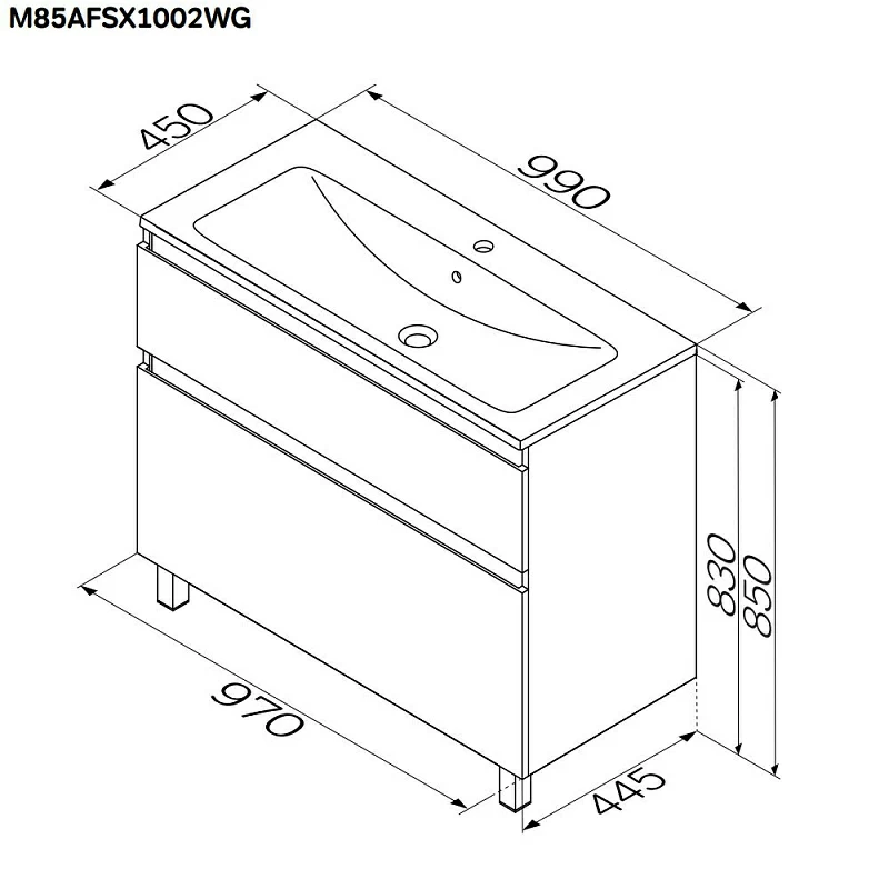 Тумба под раковину AM.PM X-Joy 100 напольная, цвет белый глянец/дерево