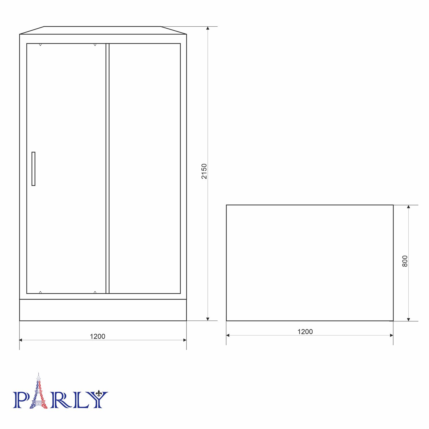 Душевая кабина Parly Bett B120 120х80, стекло матовое, профиль черный матовый, с крышей - фото 1