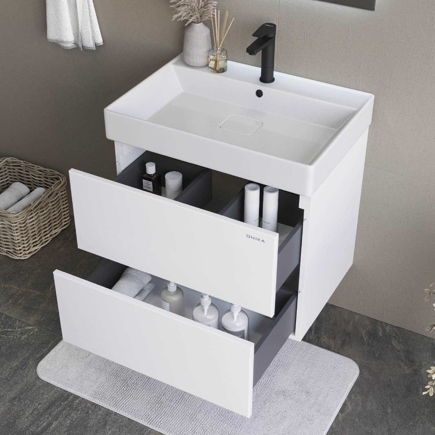 Тумба под раковину Оника Эсквана 65, подвесная, цвет белый - фото 1