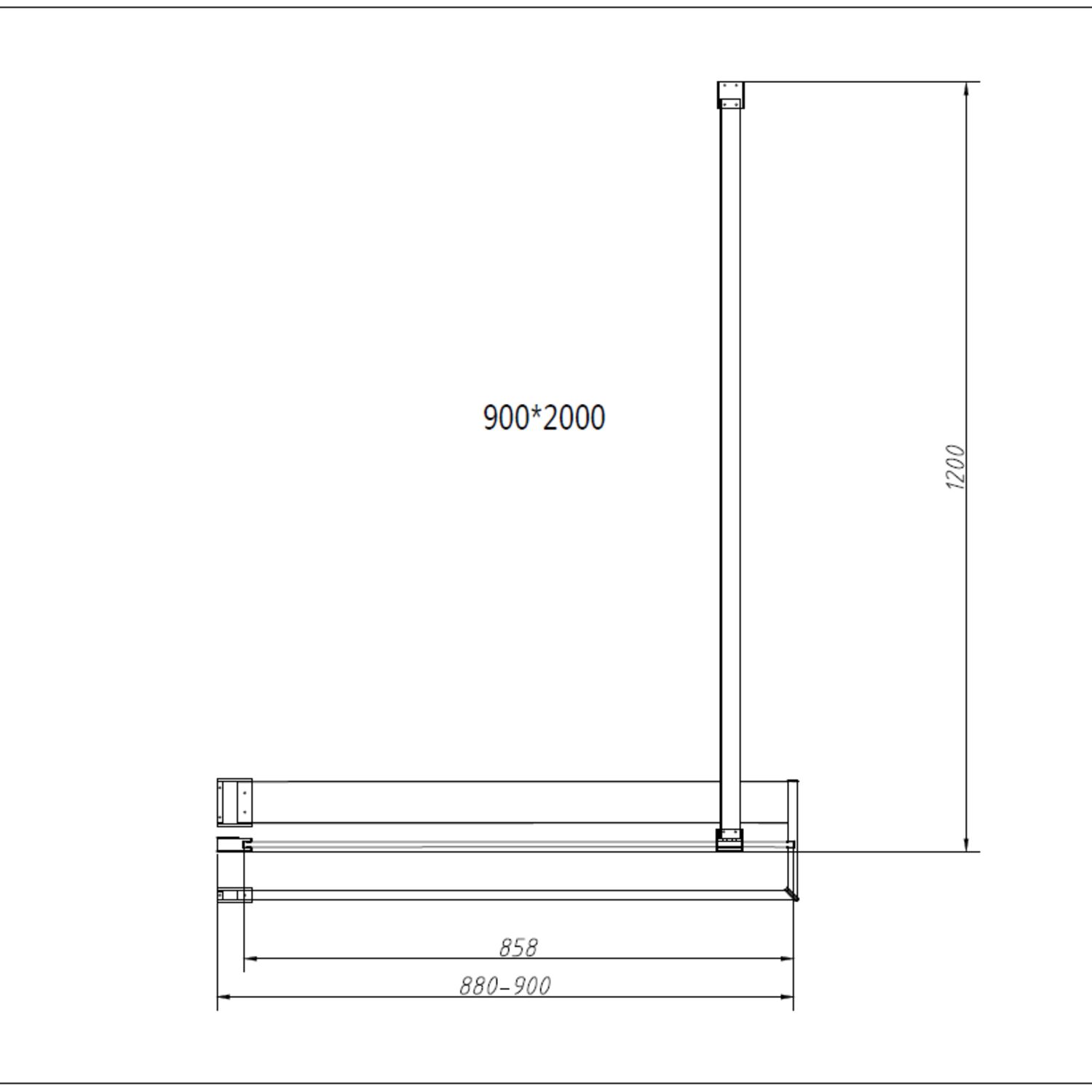 Душевая перегородка Vincea Walk in HR 90x200, с полотенцедержателем и полкой, стекло прозрачное, профиль хром