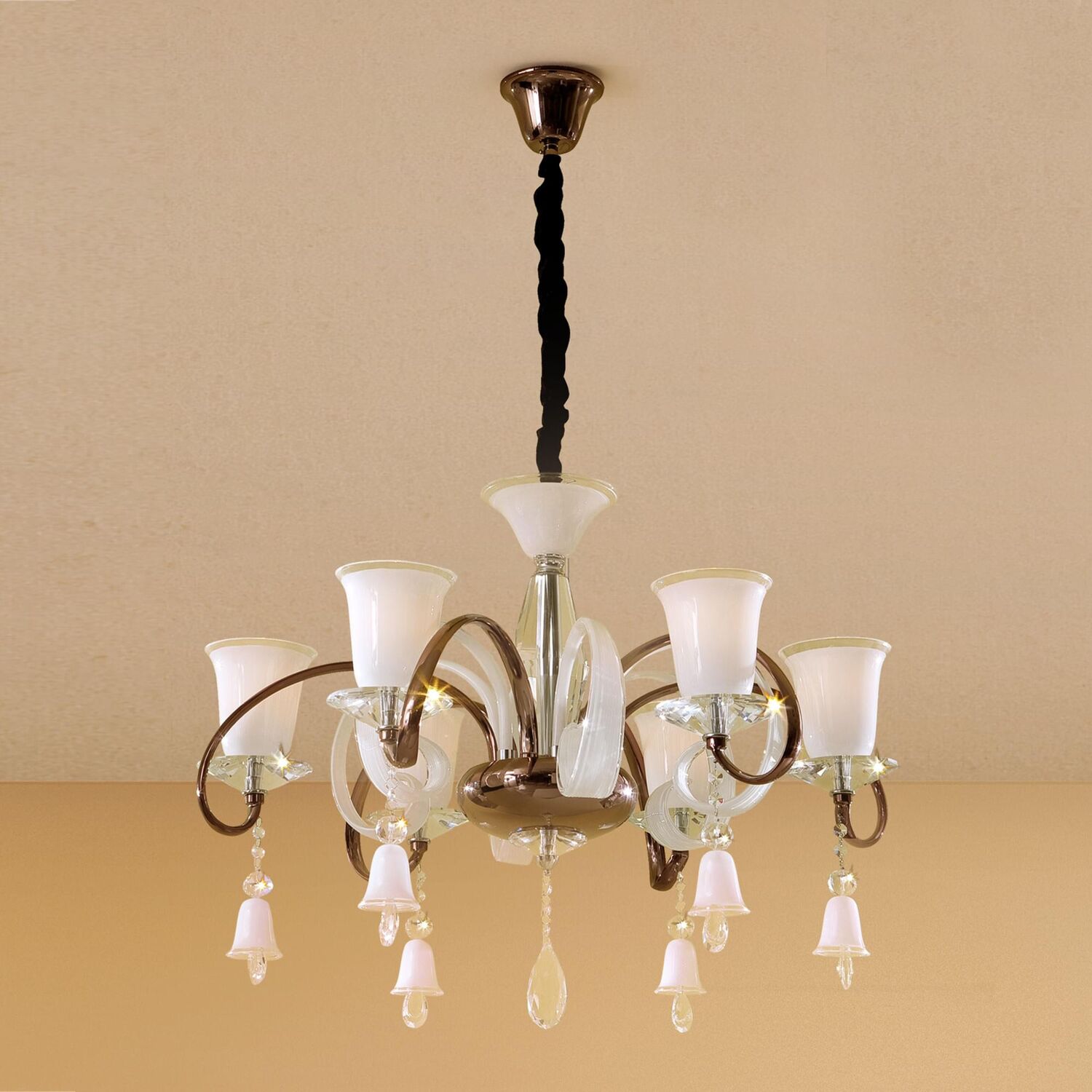 Подвесная люстра Citilux Тренди EL328P06.1, арматура медь, плафоны стекло белое