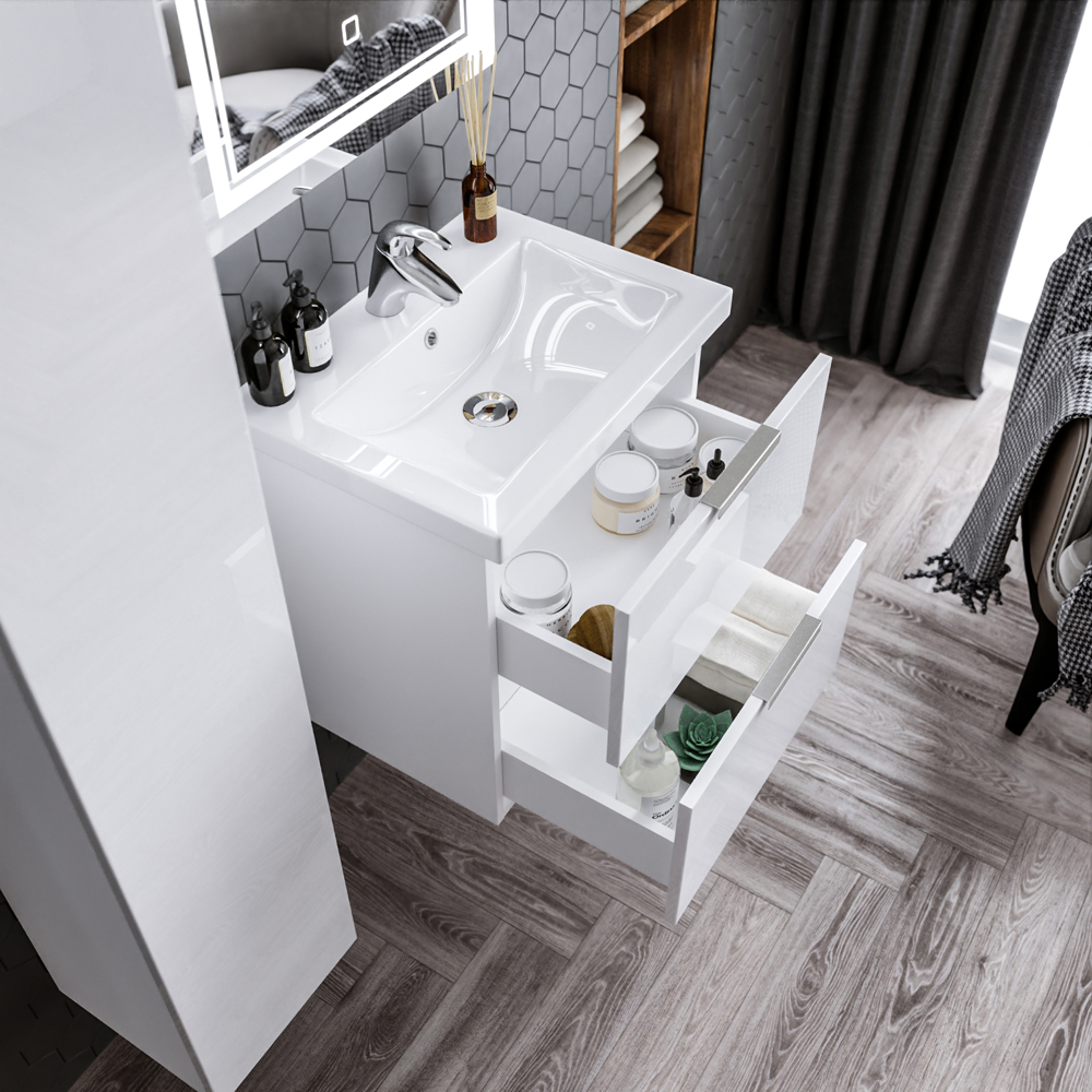 Мебель для ванной Бриклаер Хелена 60, цвет белый глянец - фото 1