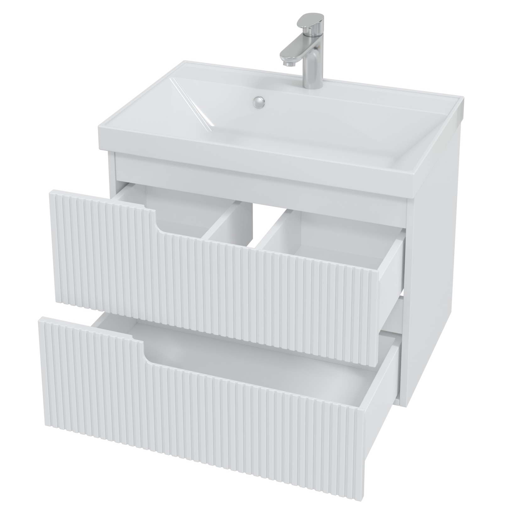 Тумба под раковину Санта Альтаир 70, подвесная, 2 ящика, цвет белый глянец - фото 1