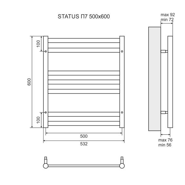 Полотенцесушитель Lemark Status П7 50x60 электрический - фото 1